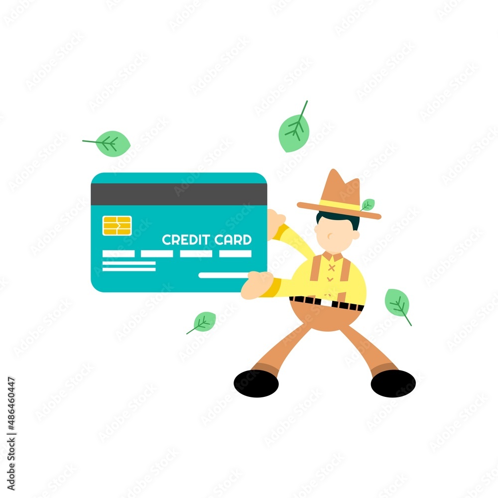 farmer and credit card finance service cartoon flat design illustration farmer and credit card finance service cartoon flat design illustration