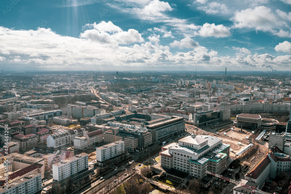 Leipzig Aerial view on city opera