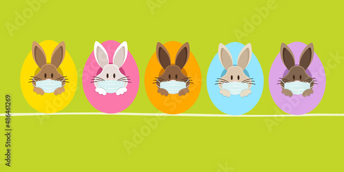 Banner 5 Osterhasen Maske In Ostereiern Von Vorn Grün