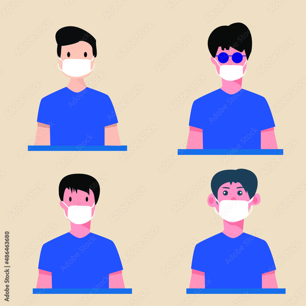 male making a mask vector illustration to keep health from virus male making a mask vector illustration to keep health from virus