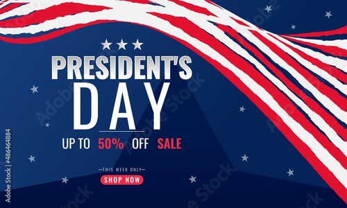President day background sales promotion advertising banner template with american flag design