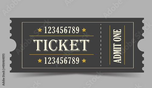 Vector vintage ticket. Cinema, theater, concert, play, party, event, festival ticket realistic templat. Ticket icon for website.
