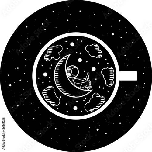 Astronout, moon and coffee