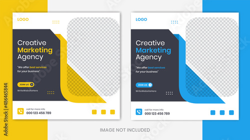 Modern corporate social media post design template with creative shapes banner vector