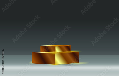 3d geometric podium mockup,stage renders minimalism,presentation pedestal product cosmetic.Golden color luxury the black background gradient.Vector illustration banner for advertise product,website.

