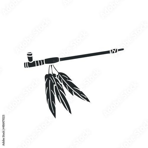 Pipe Of Peace Icon Silhouette Illustration. Smoke Spiritual Culture Vector Graphic Pictogram Symbol Clip Art. Doodle Sketch Black Sign.