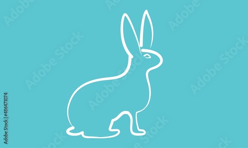 Vector of a Sitting Rabbit. Drawing of Sitting Bunny. Editable Line Art Illustration of Sitting Rabbit. Cartoon of Rabbit. © Chander