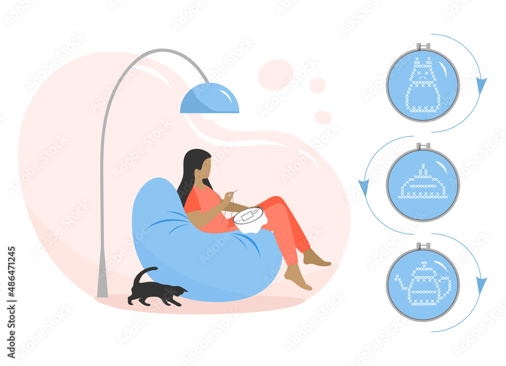 Relax Home Embroidery Needlework Handmade People Relax Home Embroidery Needlework Handmade People