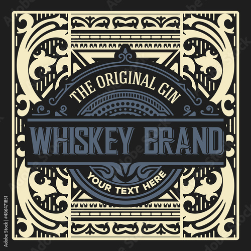 Whiskey label with old frames