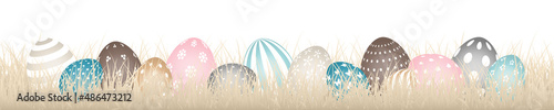 Wiese Ostereier Muster Banner Beige/Retro