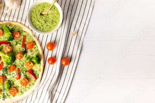 Pizza vegan on white background