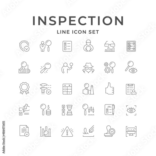 Set line icons of inspection