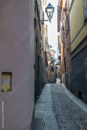 Narrow Street Porta Marzia in Cremona near the Cathedral of Cremona  Lombardy - Italy
