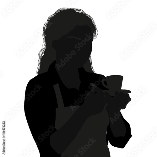 Silhouette barista in black colours 
