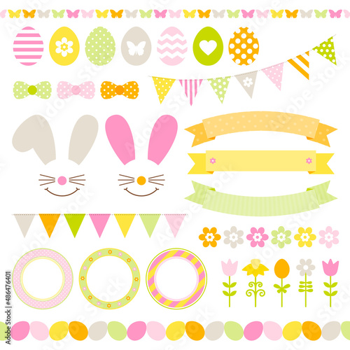Set Icons Ostern Grün Orange Gelb