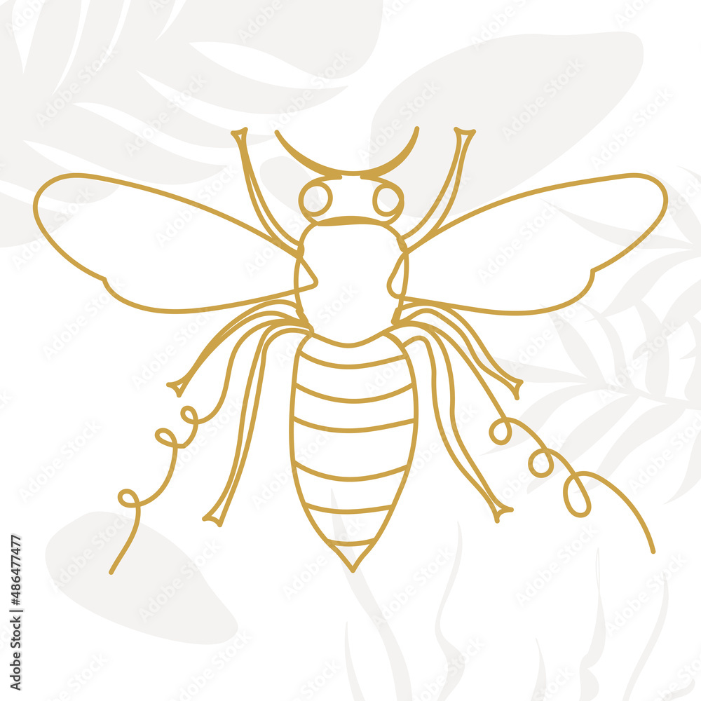 bee contour in one line, on an abstract background, vector bee contour in one line, on an abstract background, vector