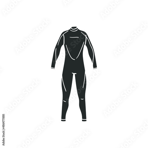 Neoprene Suit Complete Icon Silhouette Illustration. Diver Sport Underwater Vector Graphic Pictogram Symbol Clip Art. Doodle Sketch Black Sign.