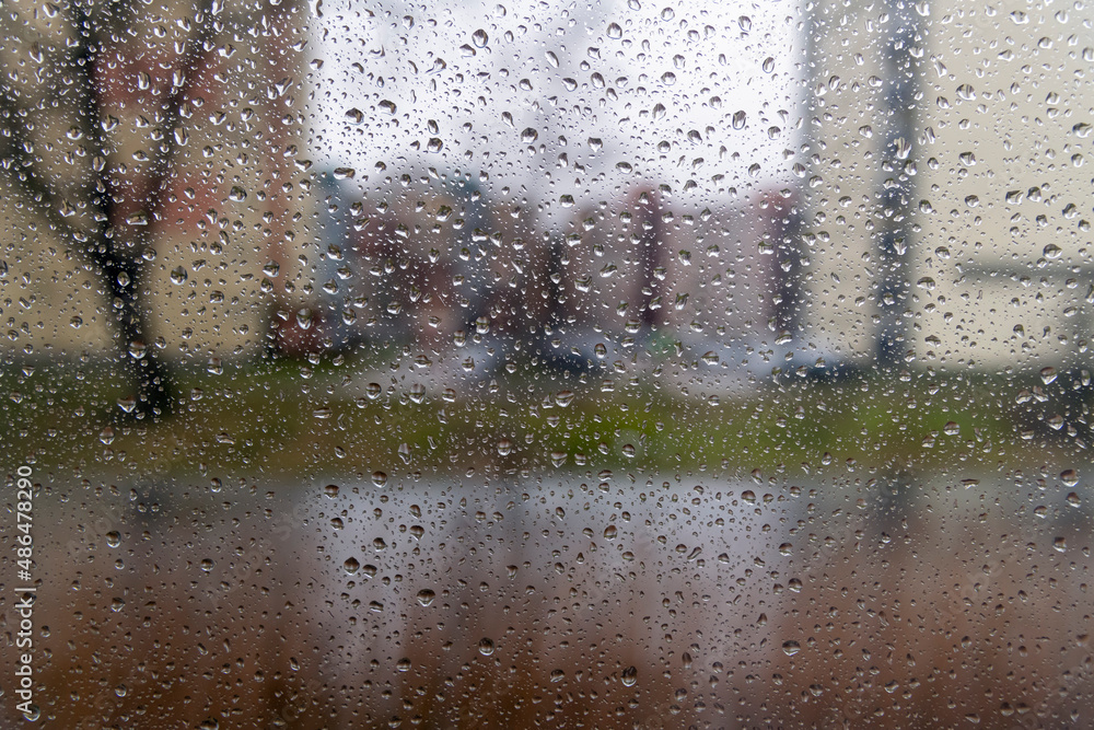 Water drops on window in rainy day. Water drops on window in rainy day.