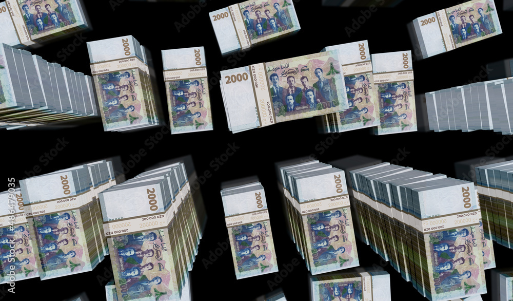 Algeria Dinar money banknotes pack 3d illustration Algeria Dinar money banknotes pack 3d illustration