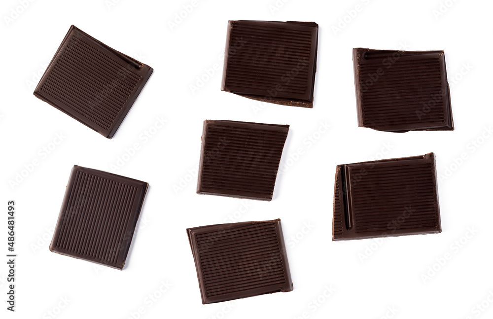 Piece of dark chocolate isolated on white background Piece of dark chocolate isolated on white background