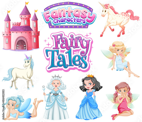 Set of fairy tale cartoon characters