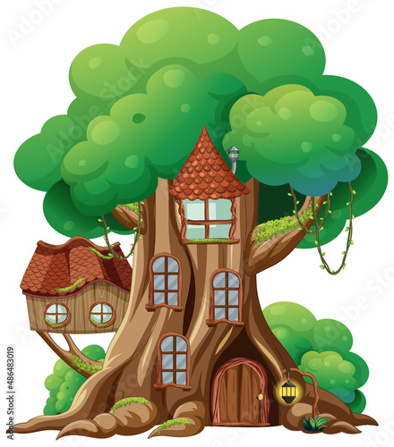 Isolated fantasy tree house on white background