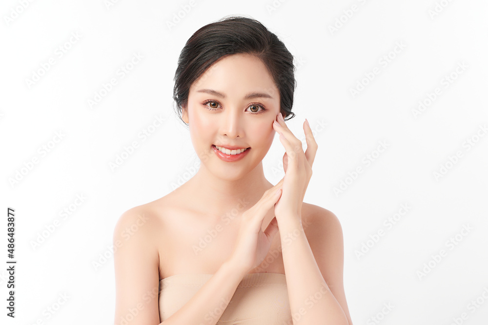 Beautiful young asian woman with clean fresh skin on white background, Face care, Facial treatment, Cosmetology, beauty and spa, Asian women portrait. Beautiful young asian woman with clean fresh skin on white background, Face care, Facial treatment, Cosmetology, beauty and spa, Asian women portrait.