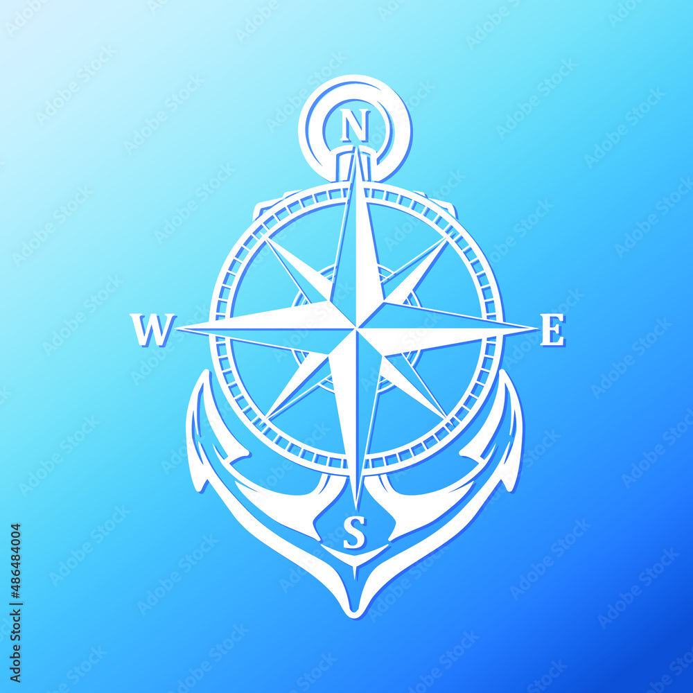 Cute blue compass cartoon Royalty Free Vector Image