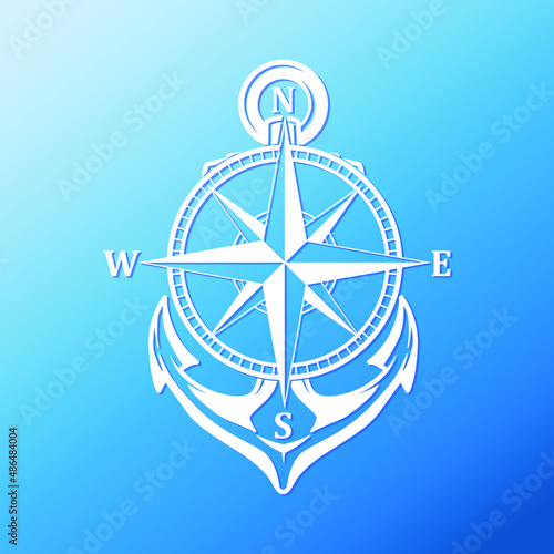 Anchor Compass Illustration Clip Art Design Shape. Nautical Adventure Explorer Silhouette Icon Vector.