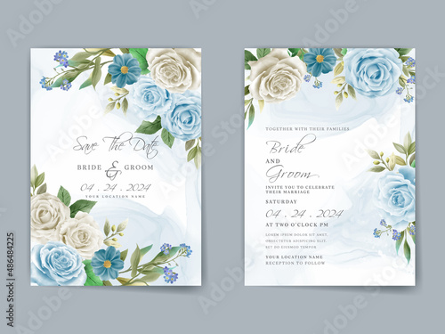 Beautiful wedding invitation card template floral design