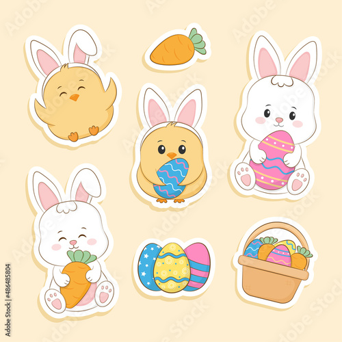 Cute set of easter stickers