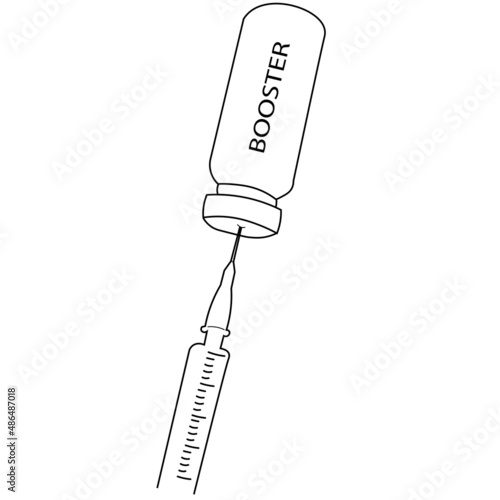 VACCINE BOOSTER ILLUSTRATION DOODLES BLACK AND WHITE LINE ART COVID 19 VIRUS