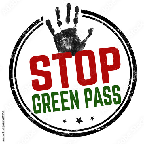 Stop green pass grunge rubber stamp