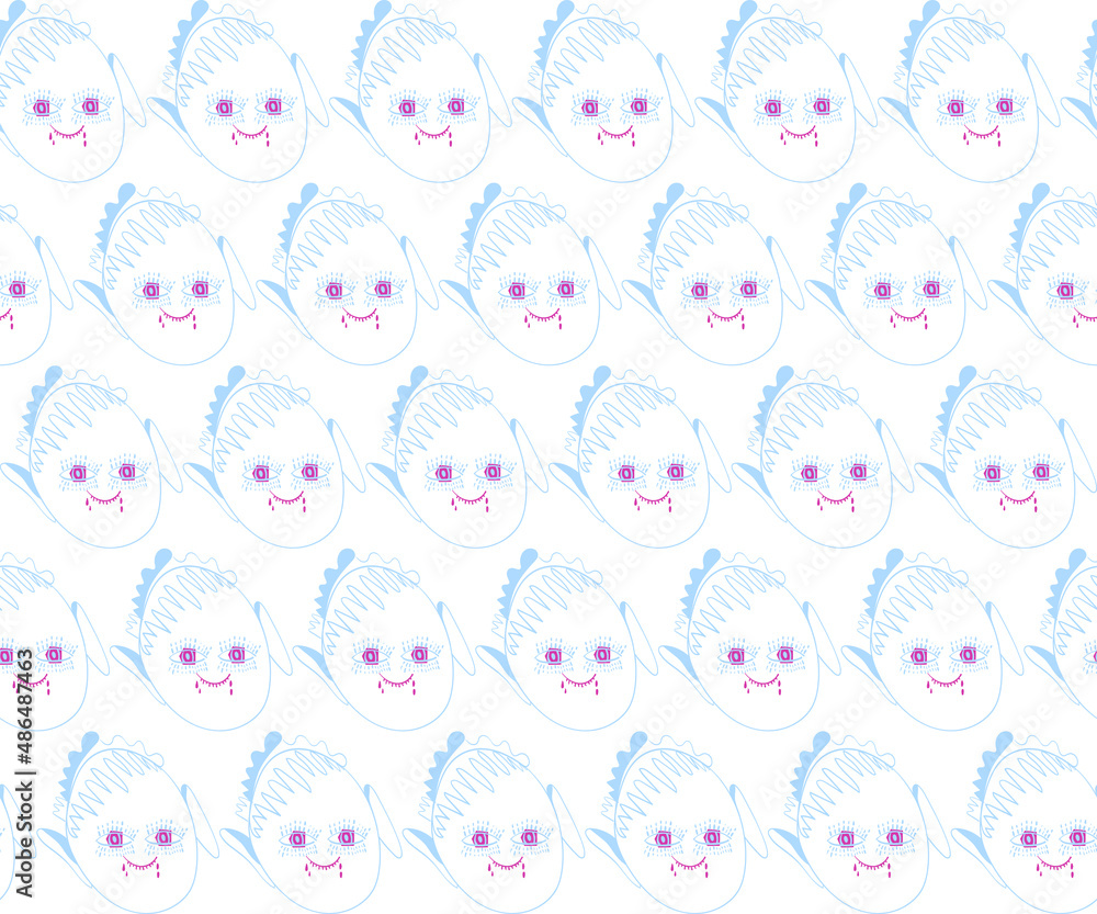 Obraz premium Cute abstract repeat faces. Seamless pattern