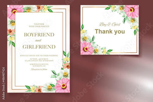 Elegant floral template wedding card