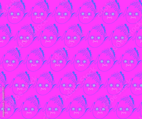 Cute abstract repeat faces. Seamless pattern