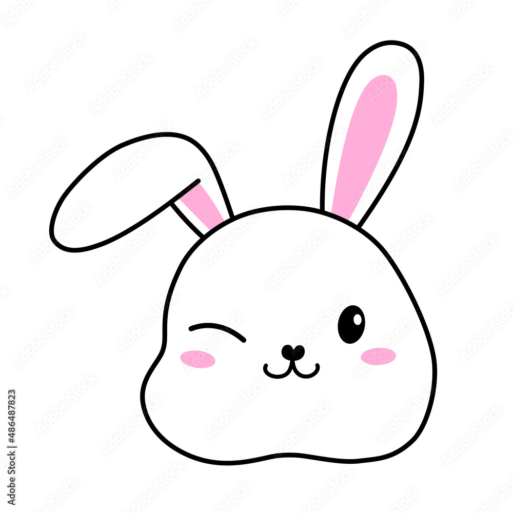 Obraz premium cute smiling rabbit head cartoon vector