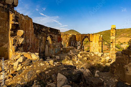 ruined castle in the canary islands in ruins with beautiful colors ruins of a bygone era of the canary islands with red colors known as the tojo de jinamar castle with ancient architecture