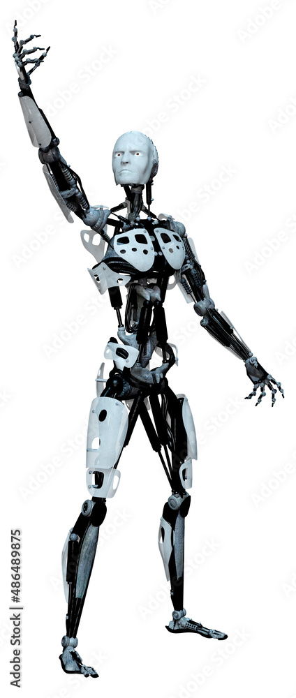 3D Rendering Male Robot on White 3D Rendering Male Robot on White
