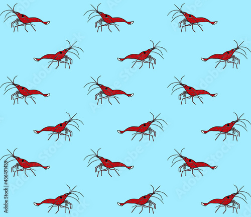 Seamless vector pattern with shrimps