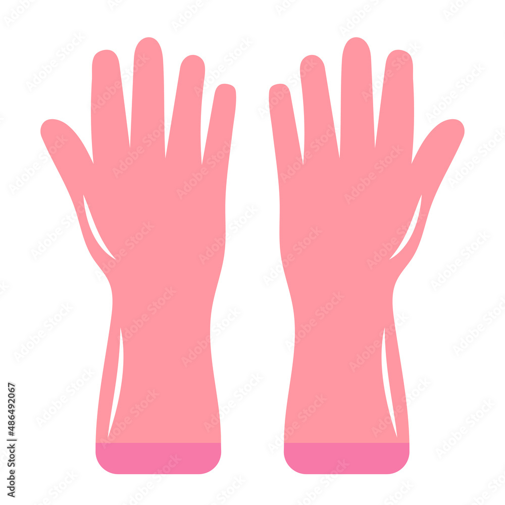 Obraz premium Rubber gardening gloves. Protection for hands for working in the garden, cleaning and medical purposes. Vector cartoon illustration.