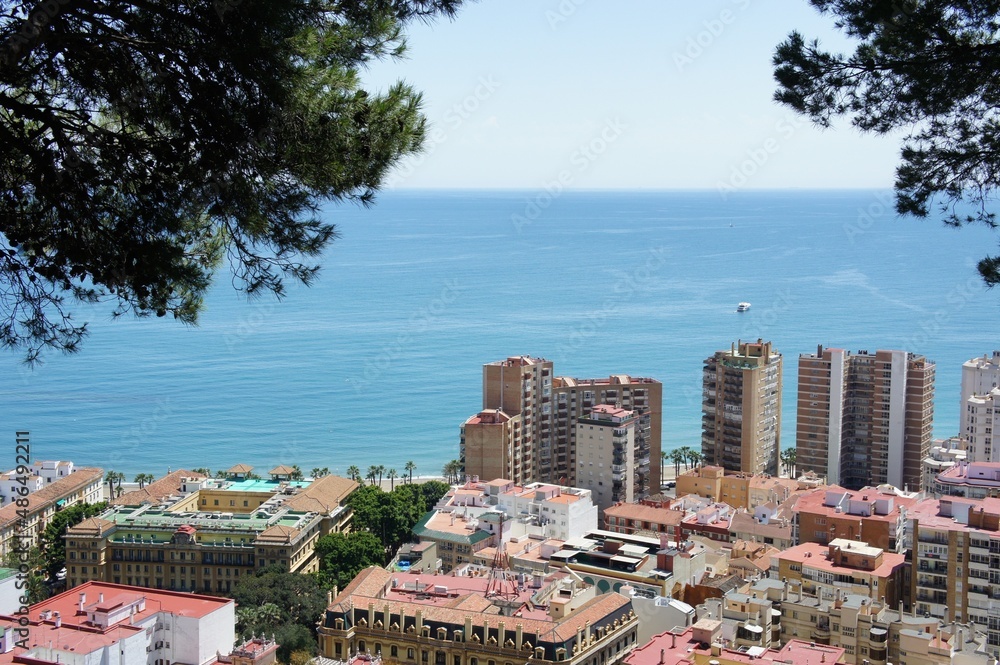 スペインマラガ　高台から見る地中海
