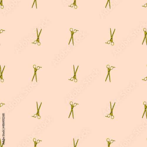 Scissors seamless pattern. Retro salon background.