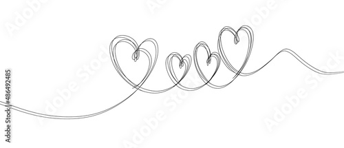 Heart. Abstract love symbol. Continuous line art drawing illustration. Valentines day background banner. 