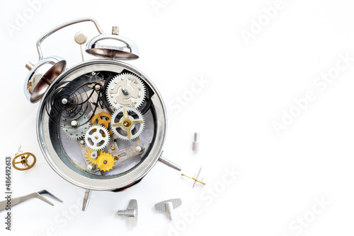 Watch mechanism with macro detail and steel gears