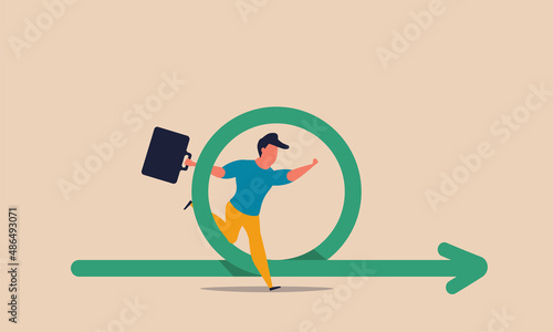 Fast agile work and flexibility business methodology plan. Quick nimble rotation arrow backlog vector illustration concept. Computer loop with man implementation and task development progress strategy