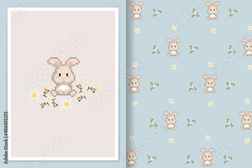 cute bunny pattern vector