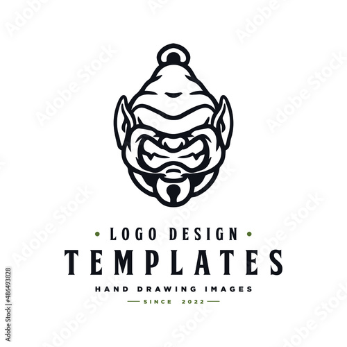 yeti head character vector. winter hat yeti template logo.