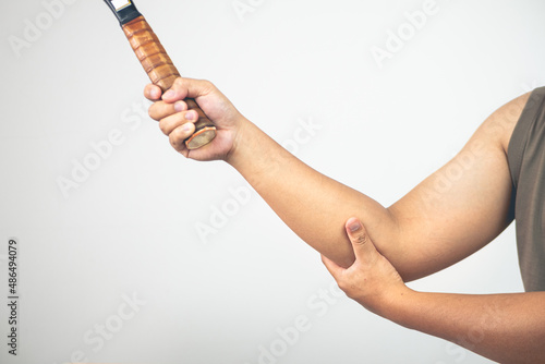 Photography Tennis elbow injury concept