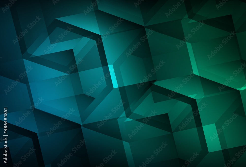 Fototapeta premium Dark Blue, Green vector background with set of hexagons.